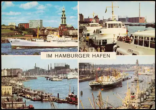 Ansichtskarte Hamburg 4 Bild Hafen Schiffe 1969