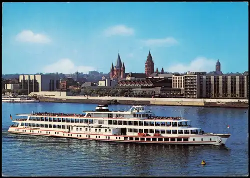 Ansichtskarte Mainz Rheinufer, Rheinschiff Passagierschiff 1988