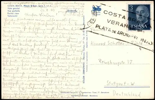 Postales Castell d’Aro COSTA BRAVA. Playa D'Aro 1982