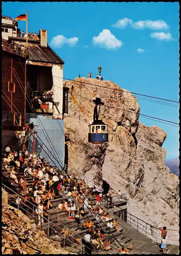 Grainau Zugspitze Gipfelstation mit Sonnenterrasse und Seilbahn   1980