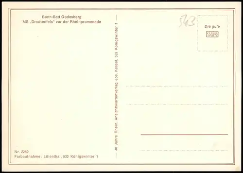 Rheindampfer MS Drachenfels vor der Rheinpromenade Bonn-Bad Godesberg 1960