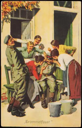 Ansichtskarte  Künstlerkarte Soldaten  917 Feldpost 1. Komp Bayr. Res.Inf.-Rgt