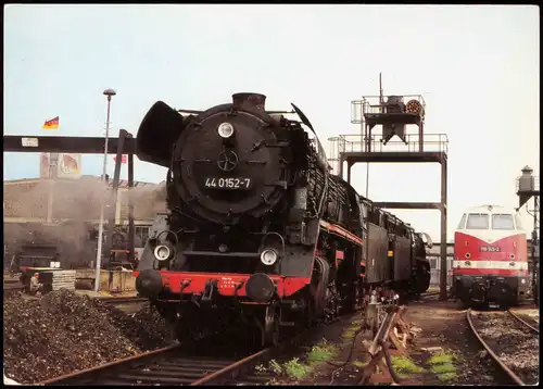 Ansichtskarte Rostock Lok BR 44.0 im Bahnbetriebswerk 1985