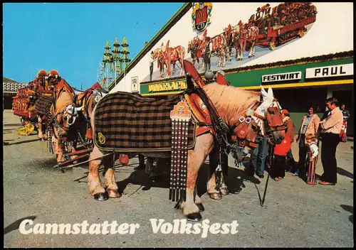 Ansichtskarte Cannstatt-Stuttgart Volksfest Pferde Festwirt 1987