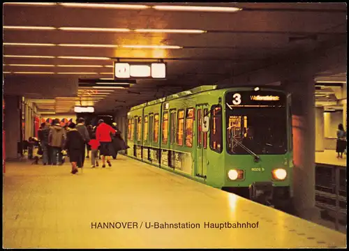 Ansichtskarte Hannover U-Bahnstation Hauptbahnhof 1980   mit Sonderstempel
