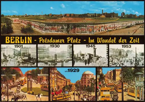 Tiergarten-Berlin Potsdamer Platz im Wander der Zeit (Mehrbildkarte, Mauer) 2000
