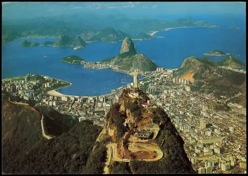 Postcard Rio de Janeiro Panorama-Ansicht vom Flugzeug aus 1975