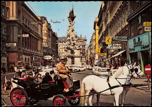 Ansichtskarte Wien Graben mit Pestsäule, Pferde-Kutsche Fuhrwerk 1970