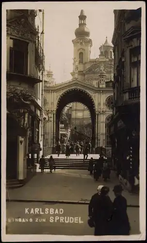 Postcard Karlsbad Karlovy Vary Eingang zum Sprudel 1929