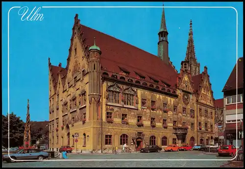 Ansichtskarte Ulm a. d. Donau Rathaus Autos VW Käfer 1992