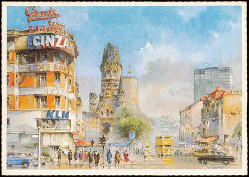 Charlottenburg-Berlin Kurfürstendamm Gedächtniskirche Künstlerkarte  1960