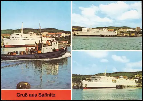 Sassnitz Schwedenfähre  Eisenbahnfährschiff "Rügen" Fährschiff "Svealand"  1979