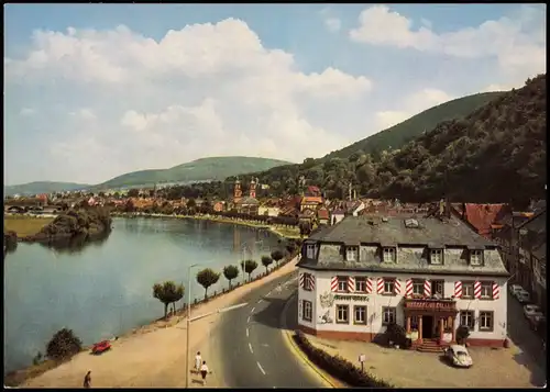 Miltenberg (Main) Panorama-Ansicht, Main-Schleife, VW Käfer vor Hotel 1965