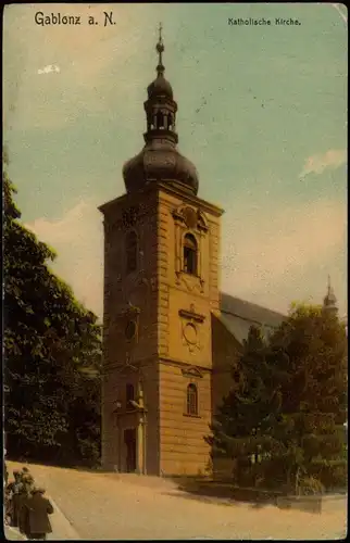 Postcard Gablonz (Neiße) Jablonec nad Nisou Katholische Kirche. 1911