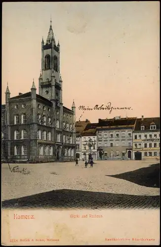 Ansichtskarte Kamenz Kamjenc Marktplatz handcolorierte AK 1910