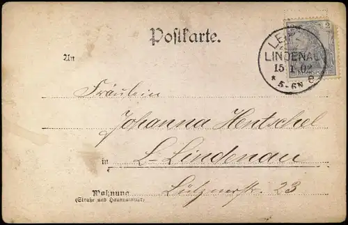Erotik leicht bekleidete Frau bei Mondschein 1902  gel Stempel Leipzig Lindenau