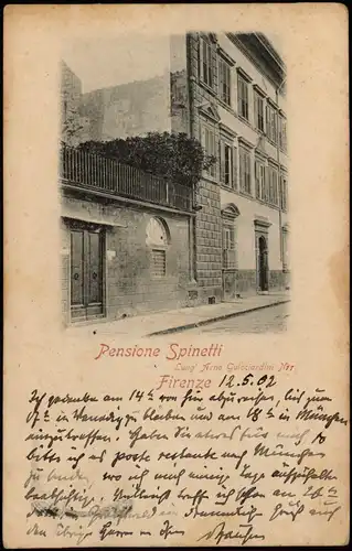 Florenz Firenze Pensione Spinetti Lung' Arno Guicciardini Nat 1902