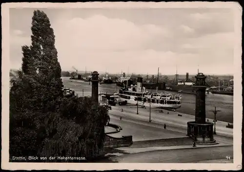 Postcard Stettin Szczecin Blick von der Hakenterrasse. Dampfer 1932
