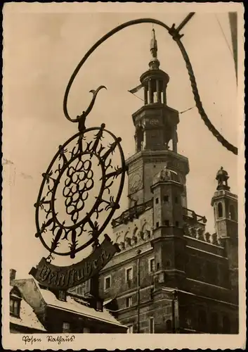 Postcard Posen Poznań Rathaus, geschmiedetes Weinstuben 1937