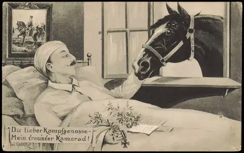 Feldpostkarte 1. WK (Pferd lieber Kampfgenosse) 1917   Feldpoststempel