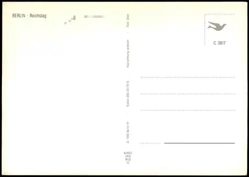 Ansichtskarte Berlin Reichstag zur Wiedervereinigung Ost und West 1990