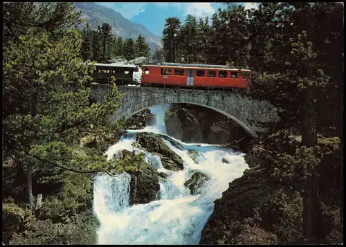 .Graubünden Wasserfall Morteratsch. Berninabahn Schweiz Suisse -Switzerland 1993
