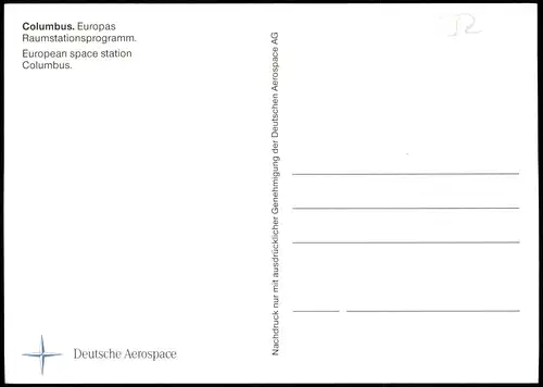 Raumfahrt Columbus. Europas Raumstationsprogramm. European space station 1994