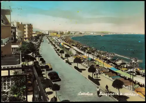 Cartoline Cattolica Panorama-Ansichn Promenade à la mer et Plage 1959