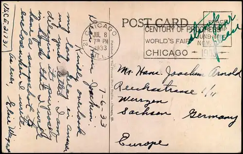 Chicago THE CARILLON TOWER, HALL OF SCIENCE CENTURY OF PROGRESS 1933