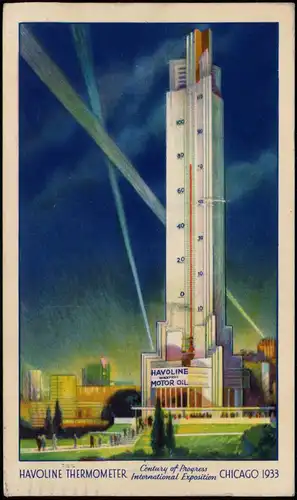 Postcard Chicago WORLD'S TALLEST THERMOMETER 1933