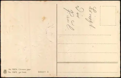 Glückwunsch Geburtstag Birthday Blumen JUGENDSTIL 1906 Goldrand