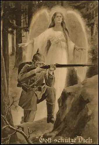 Ansichtskarte  Gott schütze Dich! Engel Soldat WK1 Militaria 1915