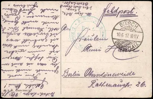 Soldatenliebe 1. Weltkrieg Soldatenliebe 1917   Feldpost  Feldpoststempel