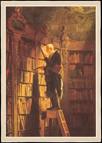 Ansichtskarte  Künstlerkarte Gemälde Kunstwerke: Der Bücherwurm 1990