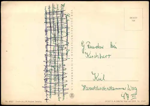 .Mecklenburg-VorpommernRügen Wanderkarte nach Zeichnung A. Hoppe (Leipzig) 1958