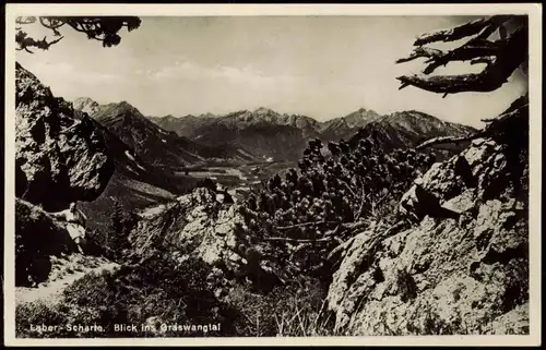 Ansichtskarte Graswang-Ettal Laber Scharle. Blick ins Graswangtal 1940