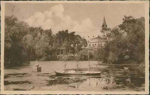 Postcard Helsingør Helsingör Helsinger Parti fra Marienlyst 1924