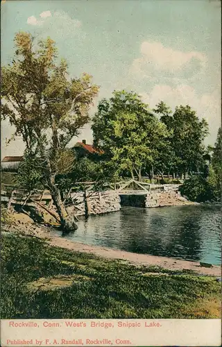 Postcard Rockville West's Bridge, Snipsic Lake 1910