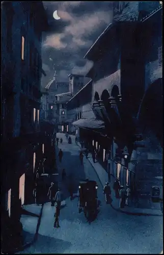 Cartoline Florenz Firenze Ponte Vecchio - bei Mondschein 1912