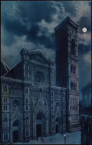 Cartoline Florenz Firenze Facciata della Cattedrale bei Mondschein 1912