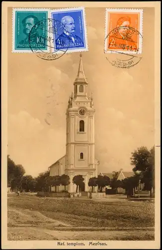 Postcard Mezősas Sass Ref. templom. 1918