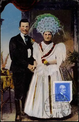 Postcard .Ungarn Trachten Typen - Ungarn Magyar Brautpaar 1909