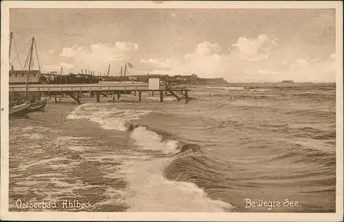 Ansichtskarte Ahlbeck (Usedom) Bewegte See Ostsee Strand 1928