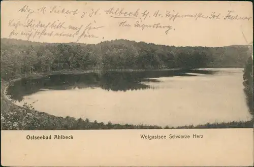 Ansichtskarte Ahlbeck (Usedom) Wolgastsee Schwarze Herz 1910