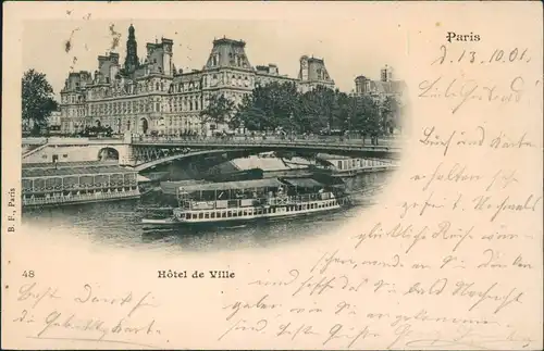 9. Hôtel de Ville-Paris Partie am Rathaus Hôtel de Ville, Schiff Brücke 1901