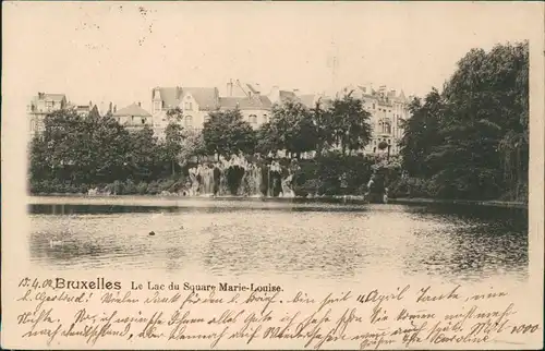 Brüssel Bruxelles Stadtteilansicht, Le Lac du Square Marie-Louise. 1902