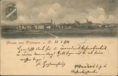 Ansichtskarte Dillingen a. d. Donau Panorama-Ansicht, Fernansicht 1901