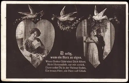 Ansichtskarte  Feldpostkarte 1. WK (Soldaten-Liebe) 1917   Feldpost gelaufen