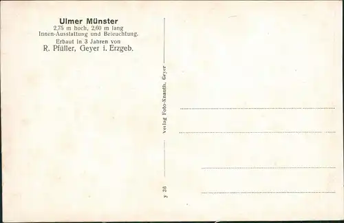 Ulm a. d. Donau Ulmer Münster (Modell) Erbaut in 3 Jahren von R. Pfüller Geyer Erzgebirge 1930