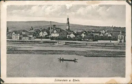 Ansichtskarte Schierstein-Wiesbaden Panorama-Ansicht, Partie am Rhein 1920